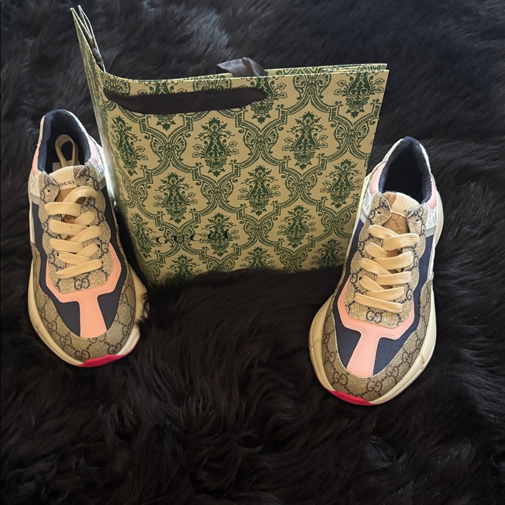 Gucci Pink, Gray and Navy Women's Chunky Sneakers - Picture 7 of 11